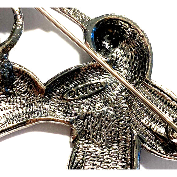 Vintage AVON Brooch Textured Silver Metal Marcasite Look Hummingbird Bird Pin - Picture 6 of 6